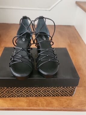 Charles by Charles David Black Strappy Lace-Up Platform Heels